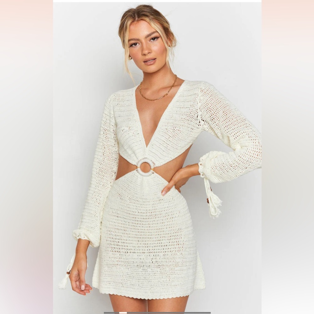 Cleo Crochet Dress White - Beginning Boutique